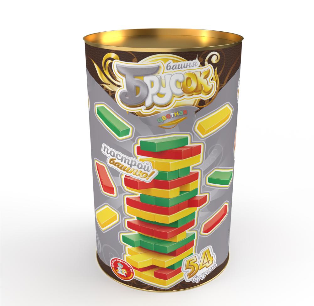 Игра настольная для детей и взрослых Башня "Брусок" цветная (тубус)