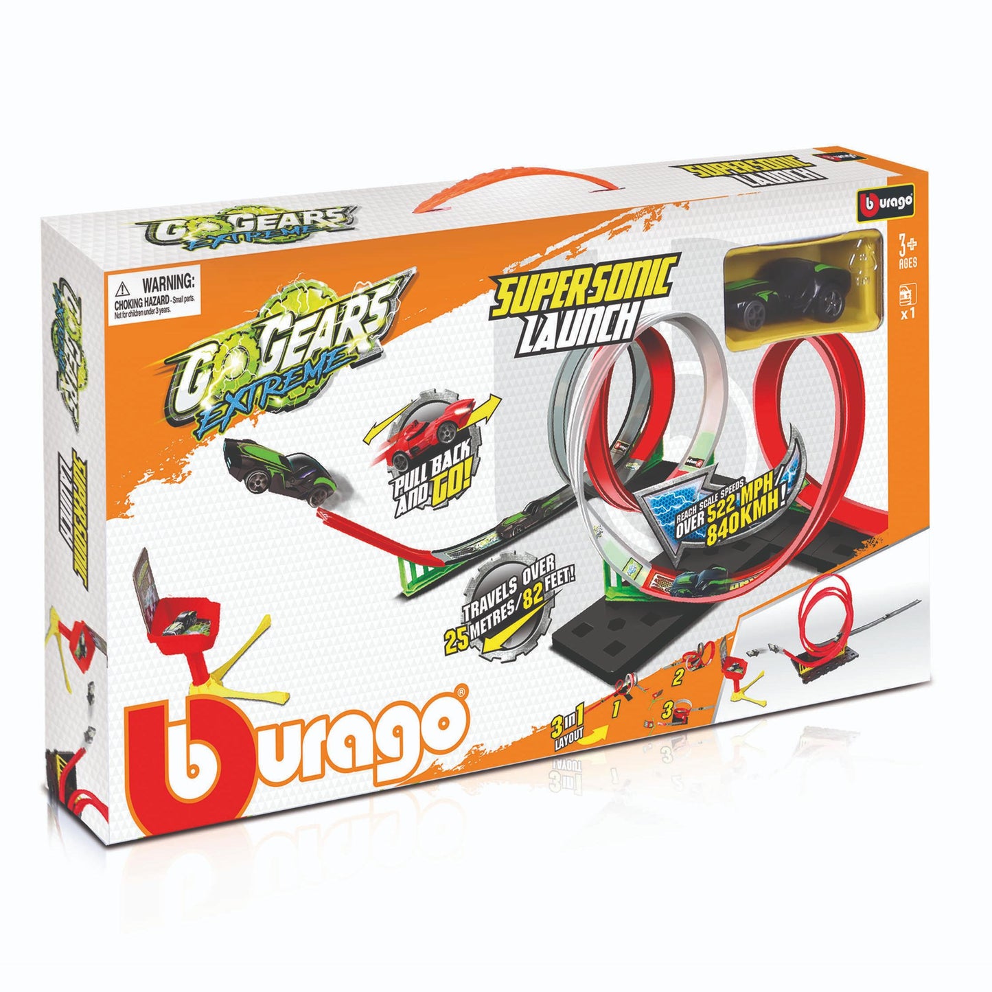BBurago. Гоночный трек "Go Gears" экстремальный сверхзвуковой запуск, с 1 машинкой арт.18-30533