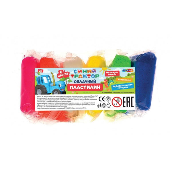 Легкий пластилин СИНИЙ ТРАКТОР 6 цв. 10 гр. MultiArt в кор.144наб