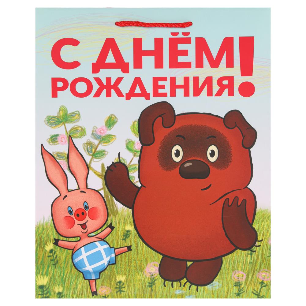 Пакет подарочный СОЮЗМУЛЬТФИЛЬМ МАТОВЫЙ, l, Винни Пух,140 гр/м2 ЧУДО ПРАЗДНИК в кор.10*12шт
