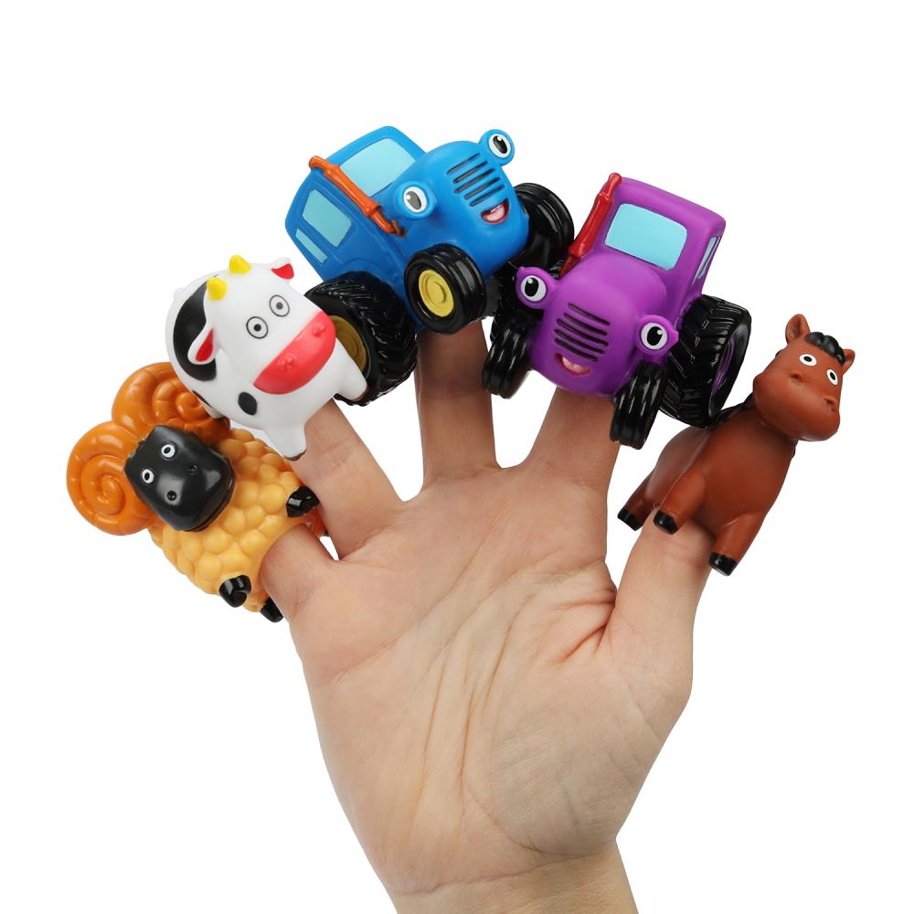 Игрушка пластизоль д/ванны пальчиковый театр СИНИЙ ТРАКТОР 5шт, блистер КАПИТОШКА в кор.2*12шт