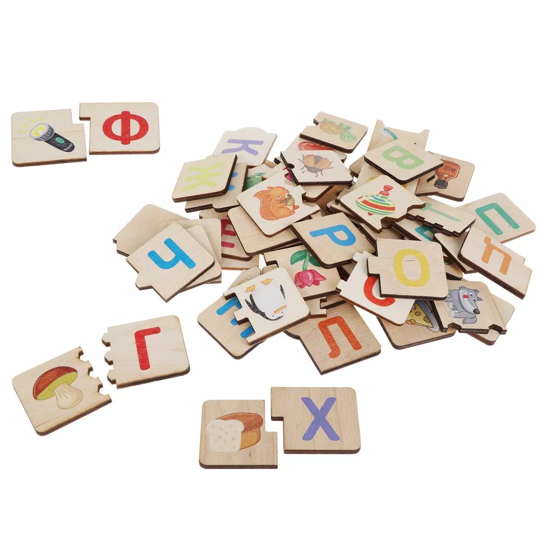 ПАЗЛ ДЕРЕВЯННЫЙ "АЗБУКА-ПАРОВОЗИК" dans le cor.14шт