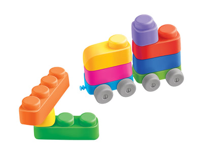 ДК.Конструктор "Мягкие кирпичики plus. Веселый транспорт" 10 детей+колесики арт.04031