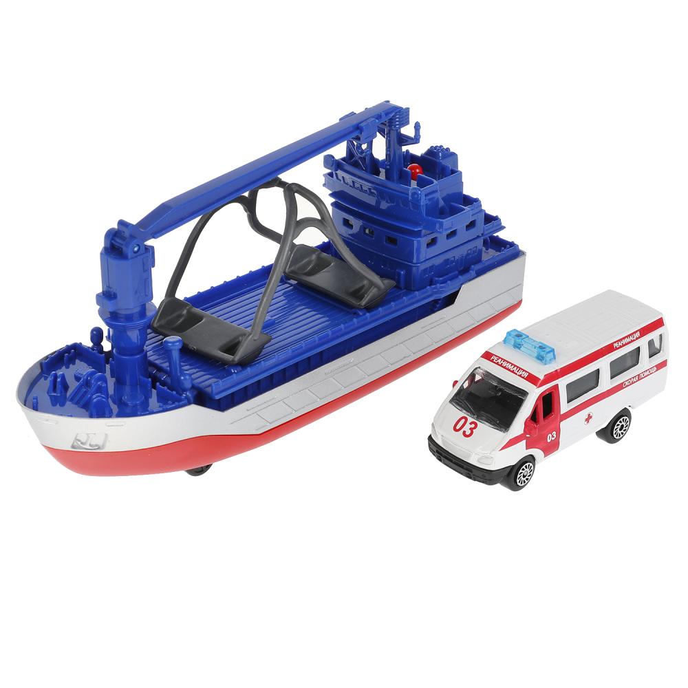 КРАН-17SLAMB-ГАЗГЫ Модель металл свет-звук ТРАНСПОРТНЫЙ КОРАБЛЬ 17 см, ГАЗЕЛЬ, инерц, кор. Техн