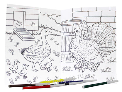 РАСКРАСКА С ФЛОМАСТЕРАМИ. ФЕРМА