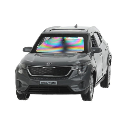 Машина металл KIA seltos длина 12 см, двери, багажник., инерц, серый, кор. Технопарк в кор.2*36шт