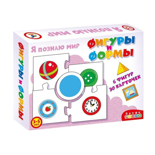 Игра настольная Я познаю мир. Фигуры и формы, 6 фигур и 36 карточек
