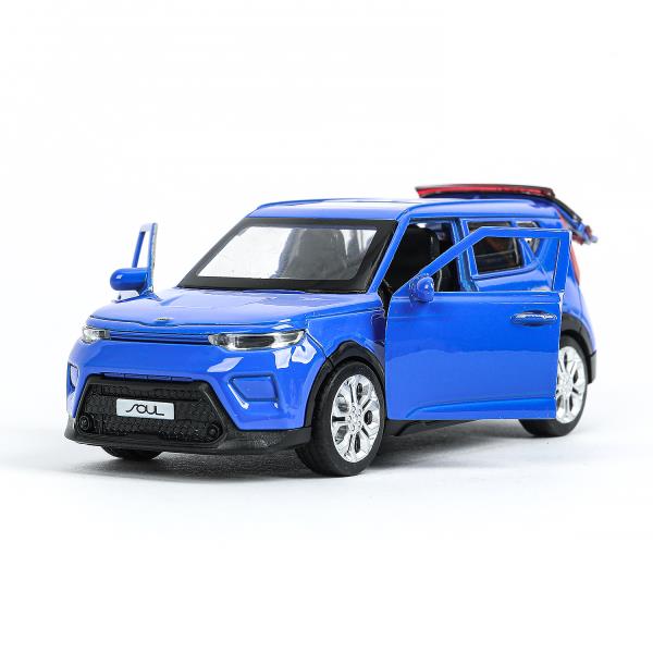 Машина металл KIA soul длина 12 см, двери, багаж., инерц, синий, кор. Parc technologique dans le cor.2*36шт