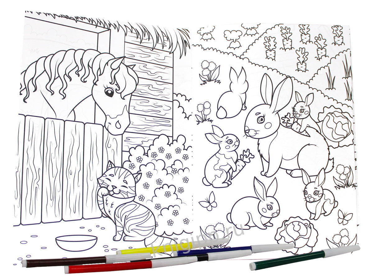 РАСКРАСКА С ФЛОМАСТЕРАМИ. ФЕРМА