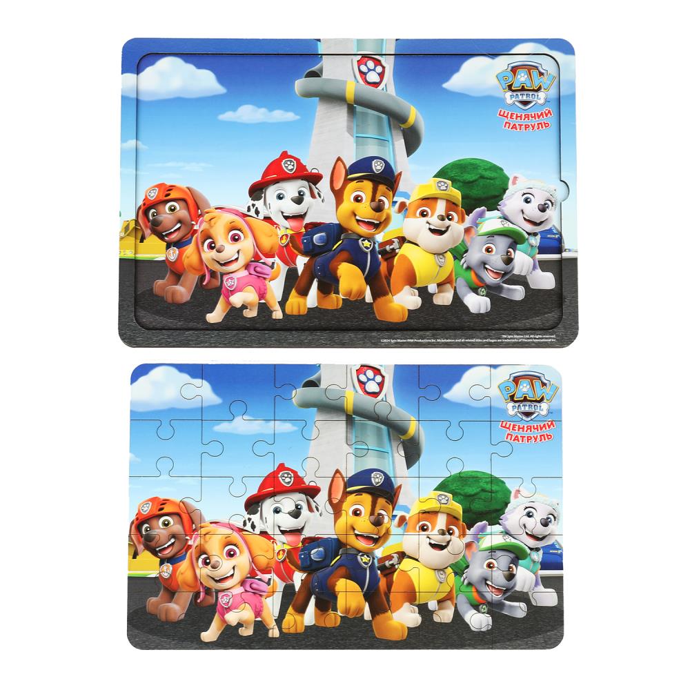 Игрушка деревянная пазл 28*19.5 см. Щенячий Патруль терм. пакет Буратино в кор.28шт