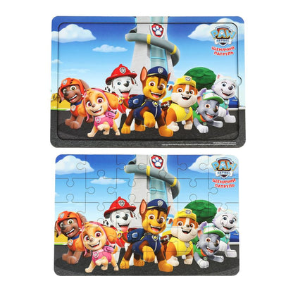 Игрушка деревянная пазл 28*19.5 см. Щенячий Патруль терм. пакет Буратино в кор.28шт