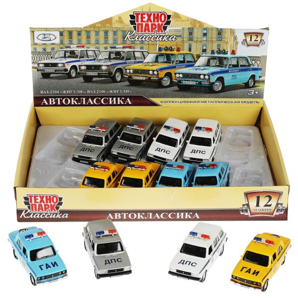 Машина металл ВАЗ-2104/2106 ПОЛИЦИЯ 12 см, двер, баг, инерц, в ассорт, кор. Технопарк уп-12шт кор6уп
