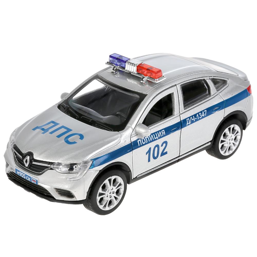 Машина металл светзвук RENAULT ARKANA ПОЛИЦИЯ 12 см, двери, багажник, кор. Технопарк в кор.2*36шт