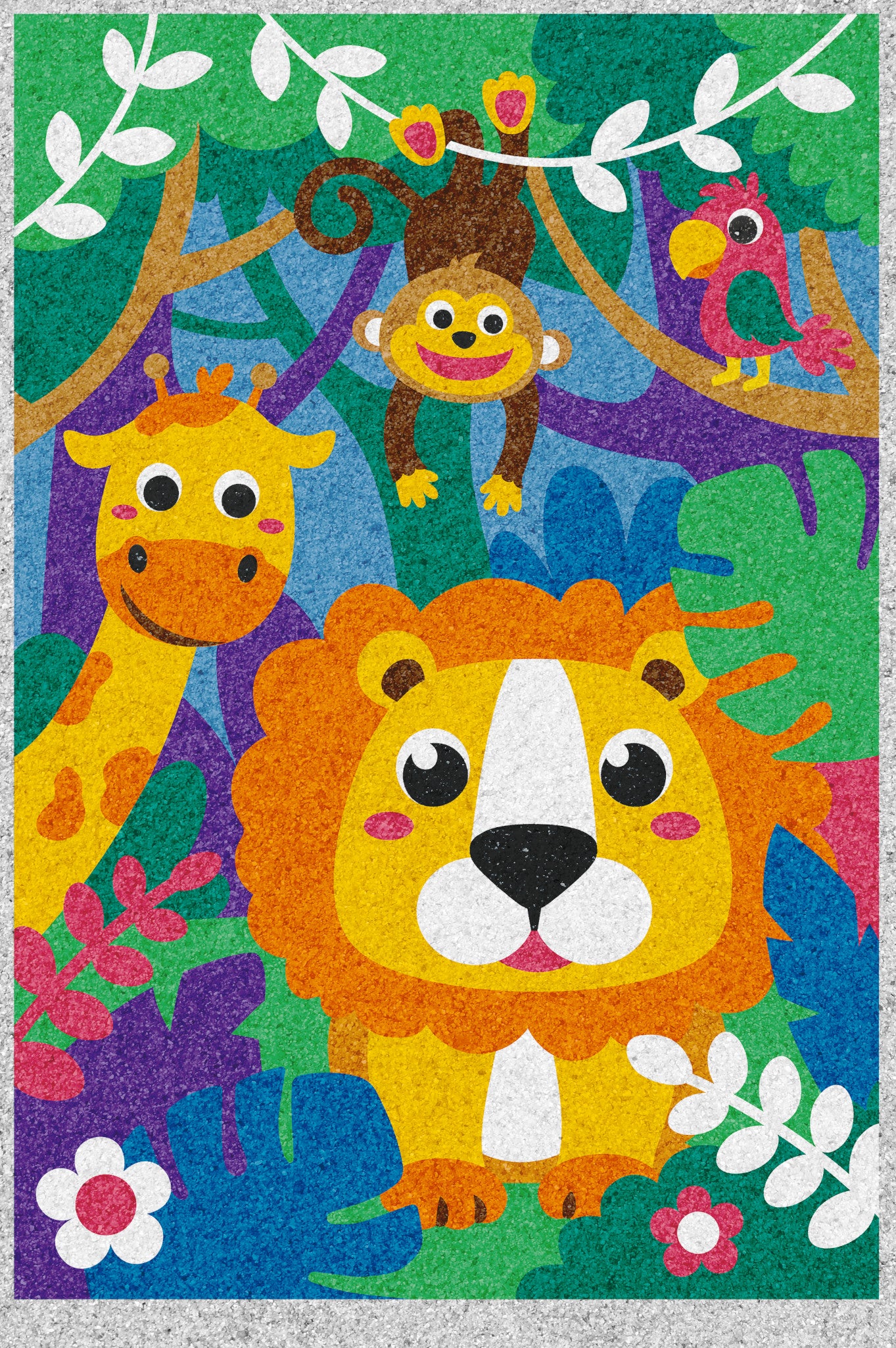 Набор для творчества. Песочная фреска "Джунгли" (рамка, 12 цветов, 205х290 мм)