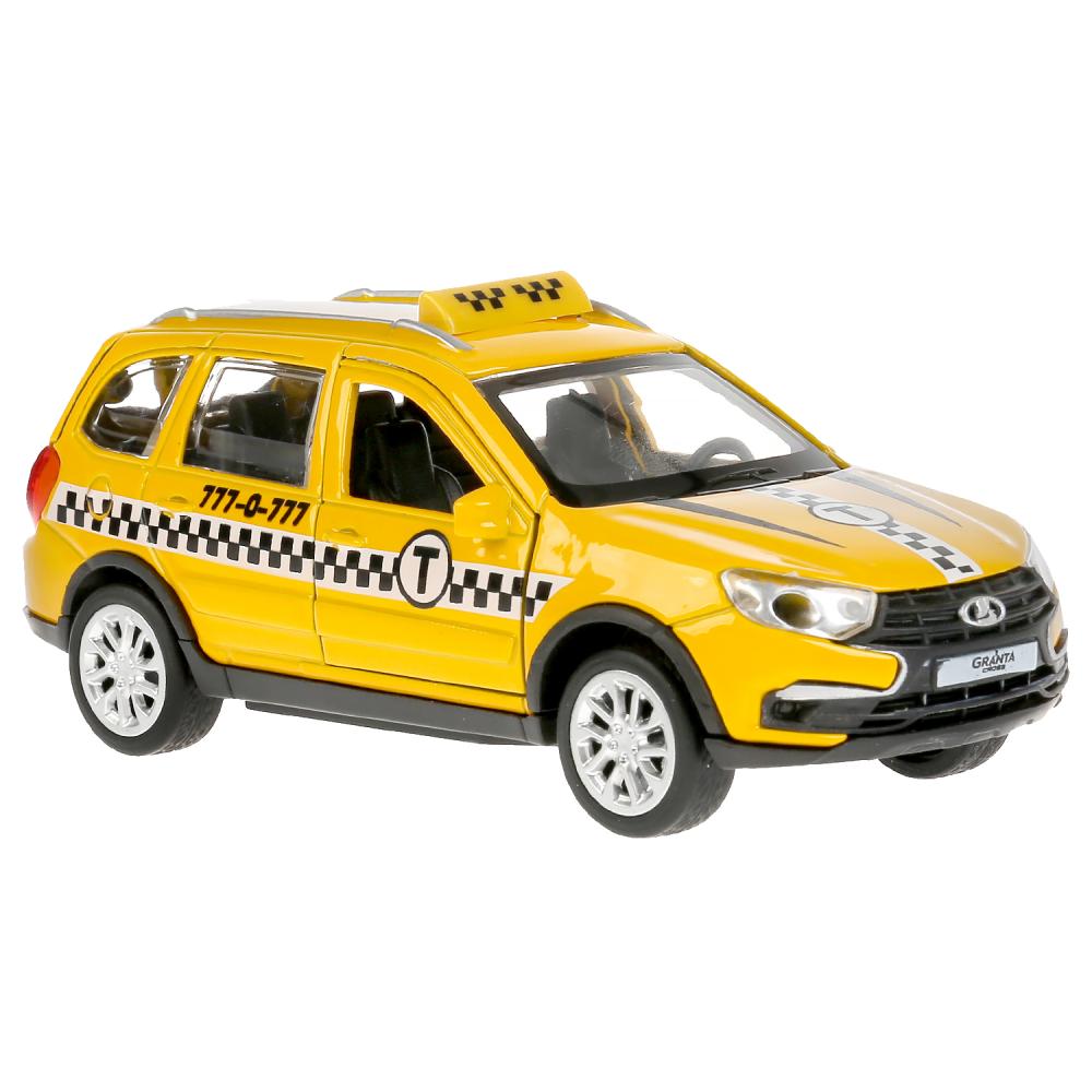 Машина металл свет-звук "lada granta cross 2019 такси"12см,инерц,.желтый,в кор Технопарк в кор2*36шт
