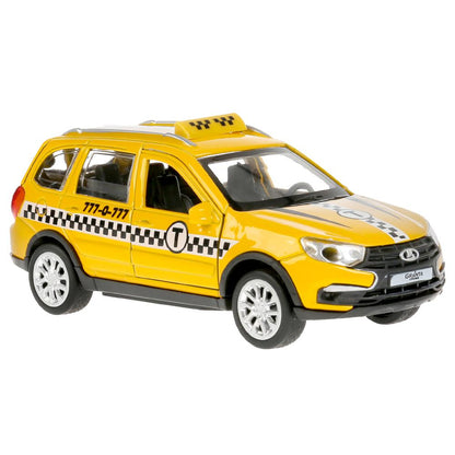 Машина металл свет-звук "lada granta cross 2019 такси"12см,инерц,.желтый,в кор Технопарк в кор2*36шт