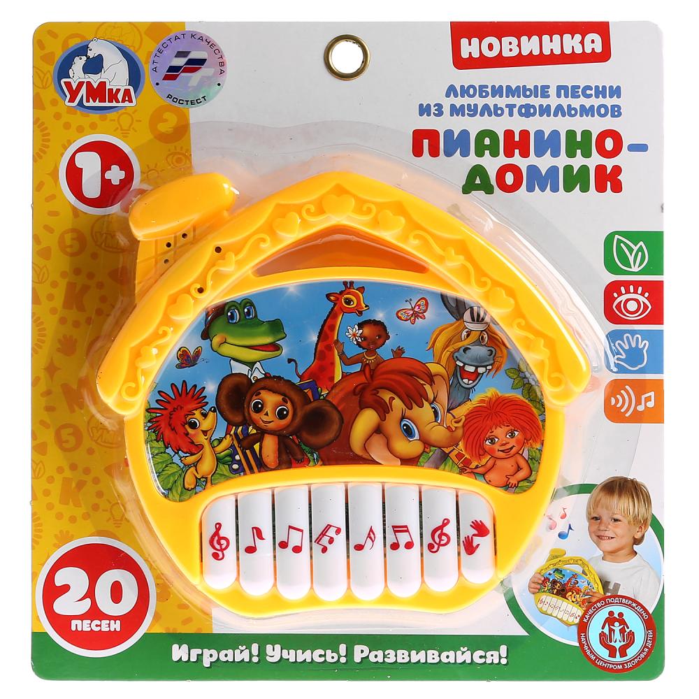 Пианино-домик.20 любимых песен из мультфильмов. ТМ "УМКА" на бат. на карт. (русс. уп.) в кор.2*24шт