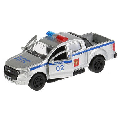 Машина металл FORD Ranger пикап полиции 12см, открывающий. двери, инерц. в кор. Технопарк в кор.2*24шт