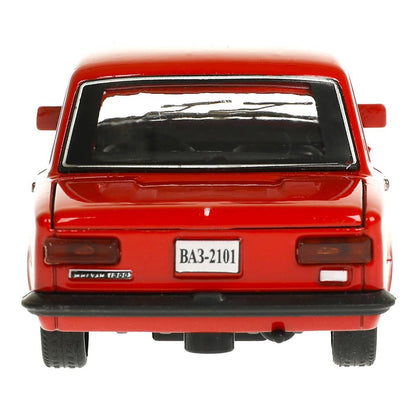 Машина металл ваз-2101 длина 12 см, двери, багажник, инерц, красный, кор. Технопарк в кор.2*36шт