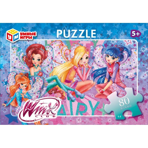 Winx.Пазлы классические в коробке. 80 pièces. 130х90х25 mm. Умные игры в уп.16шт в кор.8уп