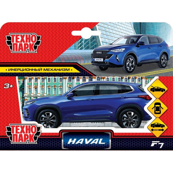F7-12-BU-WOD Машина металл HAVAL "haval f7", длина 12 см, дв, багаж, инер, синий, в кор. Технопарк в