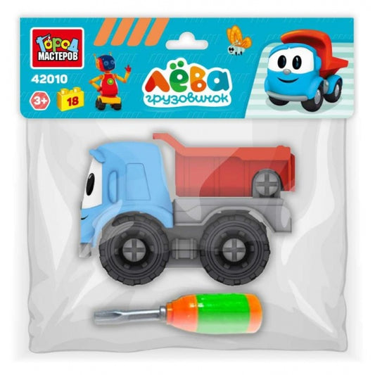 Конструктор с отвёрткой грузовичок лёва, 18 дет. Город мастеров в кор.2*120шт