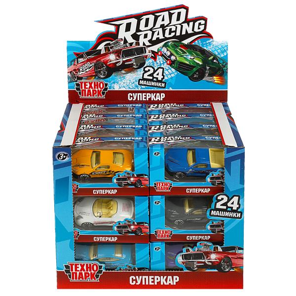 Машина металл ROAD RACING СУПЕРКАР 7,5 см, в ассорт, дисплей Технопарк уп-24шт в кор.32уп