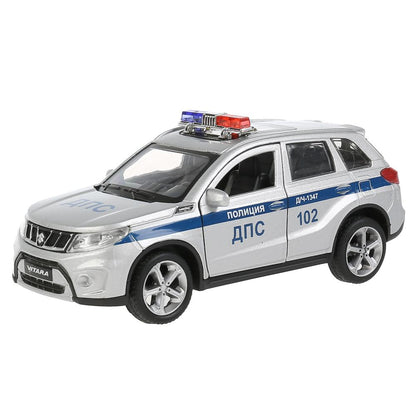 Machine en métal SUZUKI VITARA ПОЛИЦИЯ 12 cm, double, bagage, serebr, в кор. Parc technologique dans le cor.2*36шт