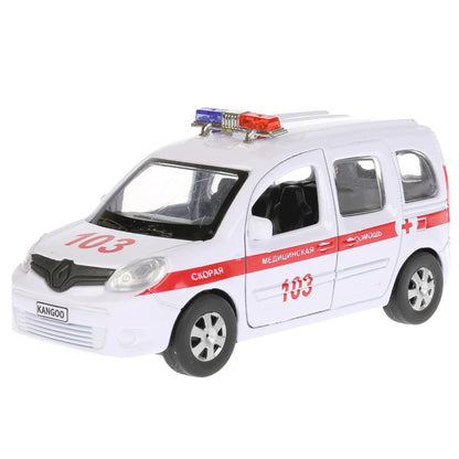 Машина металл RENAULT KANGOO СКОРАЯ, длина 12см, открыв. двери, инерц. в кор. Технопарк в кор.2*36шт