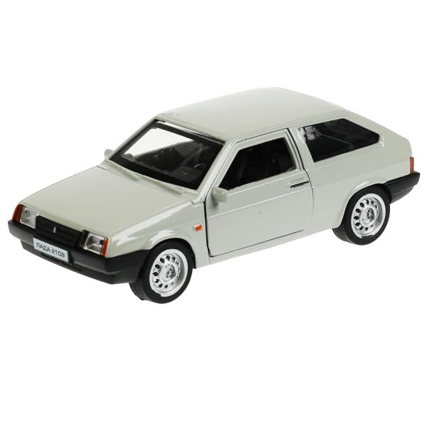 Машина металл ВАЗ-2108 "СПУТНИК" 12 см, дверь, сумка, инерц, серебристый, кор. Технопарк в кор.2*36шт