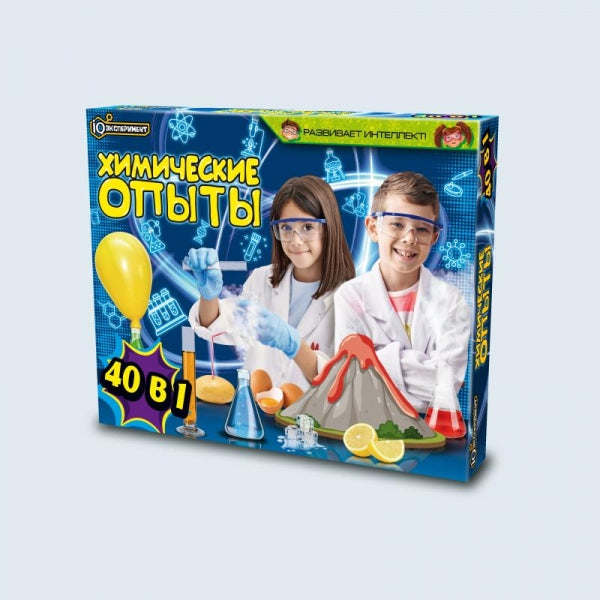 Игрушка опыты химия набор 40 в 1 IQ Эксперимент в кор.8шт