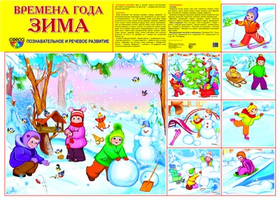 Демонстрационный плакат. Времена года. Зима. (формат А2)..