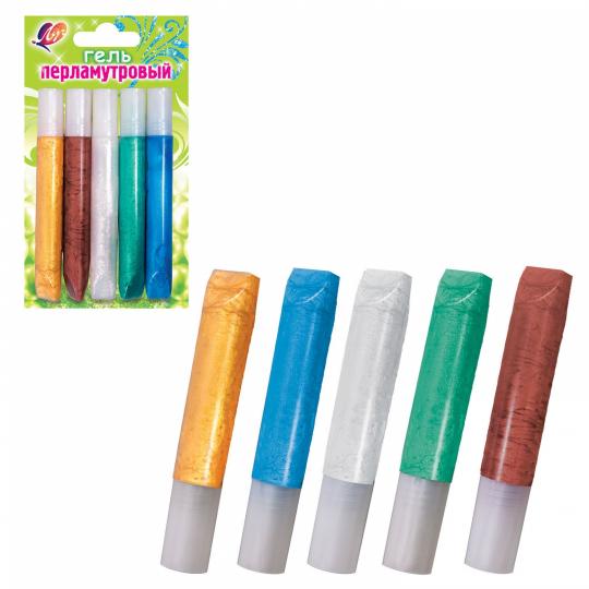 Луч. Гель с блестками перламутровый 5 цв (по 10 мл) арт.21С 1389-08*