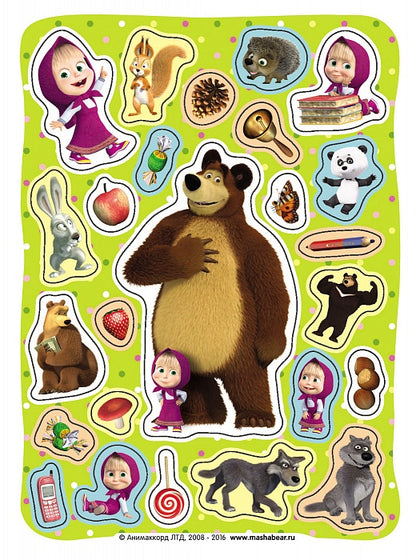 Маша и Медведь. 100 наклеек (зеленая)