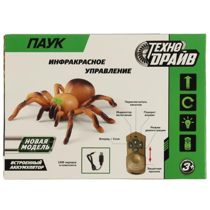 Паук на р/у свет, движение, usb з/у, цвет в ассорт, кор.25*18*5,1см ТЕХНОДРАЙВ в кор.2*12шт