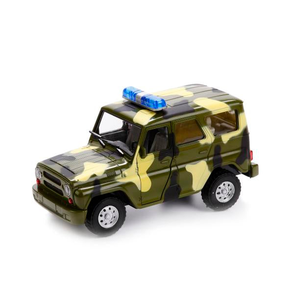 Машина инерц. военная, свет+звук, открыв. двери и багажник 9076-C в русс. кор. в кор.2*18шт