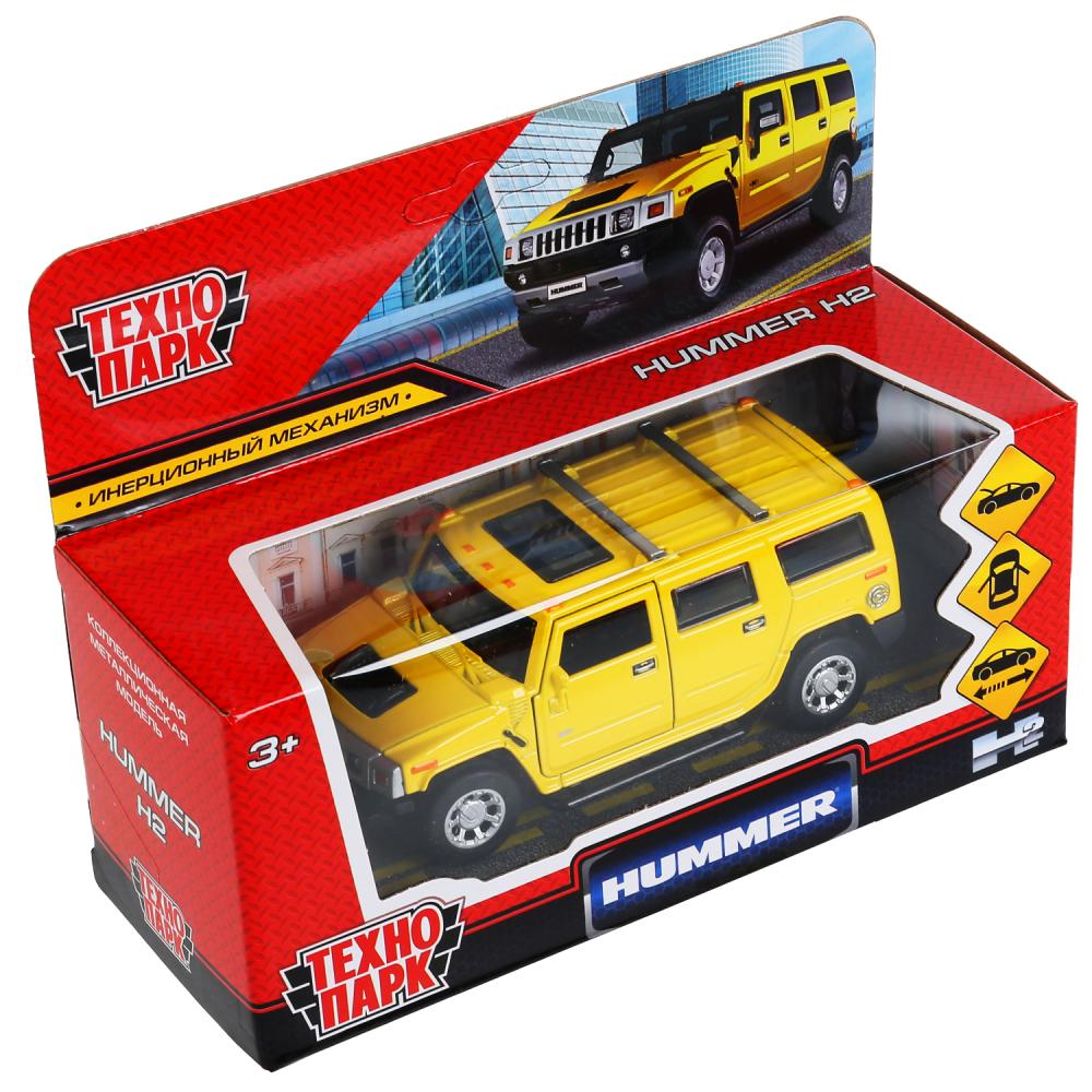 HUM2-12-YE299813 Машина металл HUMMER H2 длина 12 см, двери, багаж, инерц, желтый, кор. Технопарк в