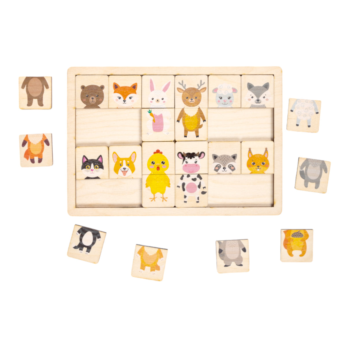 Пазлы из дерева "Половинки" Животные