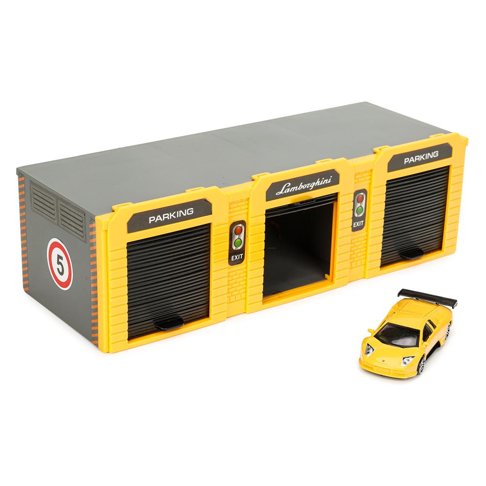 Игрушка пластик гараж+1 машин, ламборгини,кор. - в кор.36шт