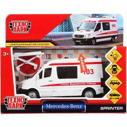 Machine en métal pour véhicule MERCEDES-BENZ SPRINTER SCКОРАЯ 14 см, двер, бел, кор. Parc technologique dans le cor.2*32шт