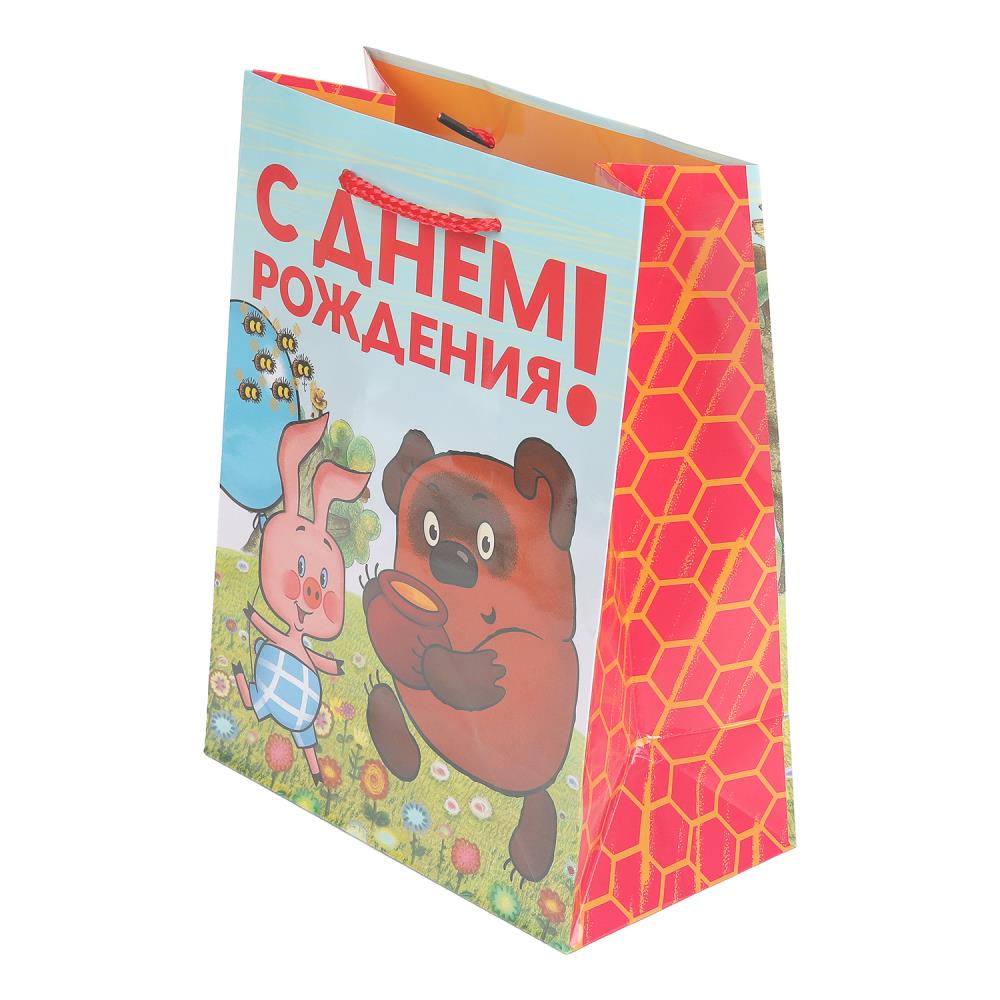 Пакет подарочный глянцевый СОЮЗМУЛЬТФИЛЬМ m, Винни Пух,140 гр/м2 ЧУДО ПРАЗДНИК в кор.12*12шт