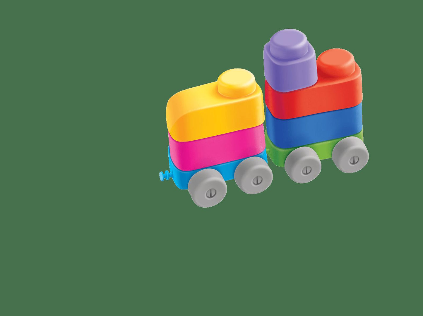 ДК.Конструктор "Мягкие кирпичики plus. Веселый транспорт" 10 детей+колесики арт.04031