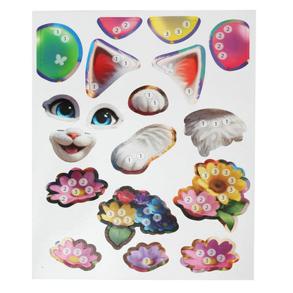 Аппликация пайетками 3D котик в корзинке МУЛЬТИ АРТ в кор.100шт