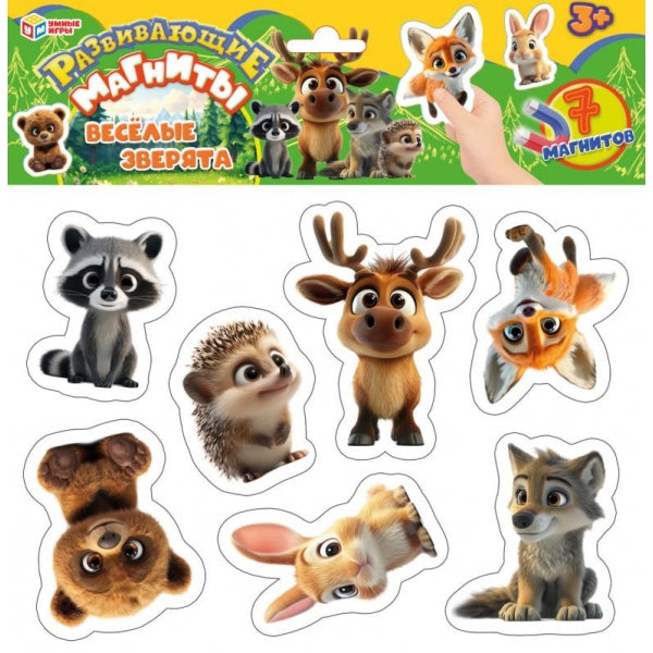 Веселые зверята. Развивающая игра на магнитах. 210х240х5 мм. Умные игры в кор.100шт