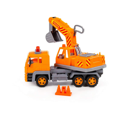 Полесье. "Алмаз" автомобиль-экскаватор №2 инерционный (в сеточке) арт.87911 /6