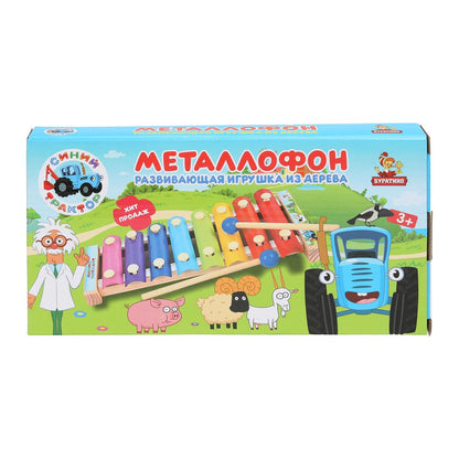 Игрушка деревянная СИНИЙ ТРАКТОР métallophone 9*1,5*18,5, korobka Буратино в кор.50шт