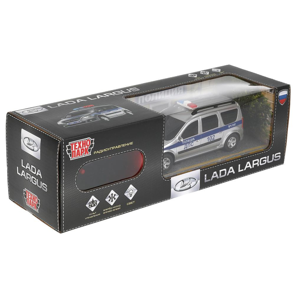 Машина р/у LADA LARGUS ПОЛИЦИЯ 18 см, свет, серебр, кор. Технопарк в кор.2*24шт