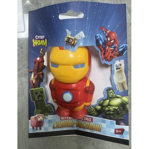 Игрушка - антистресс, сквиш малыш, супер герои, красный костюмчик, флоупак Супер Жим в кор.6*12шт