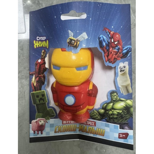 Игрушка - антистресс, сквиш малыш, супер герои, красный костюмчик, флоупак Супер Жим в кор.6*12шт