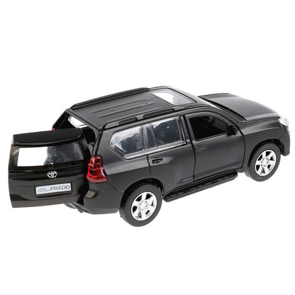 Машина металл TOYOTA PRADO МАТОВАЯ ЧЕРНАЯ, 12см, открыв. двери, инерц. Технопарк в кор. в кор.2*36шт